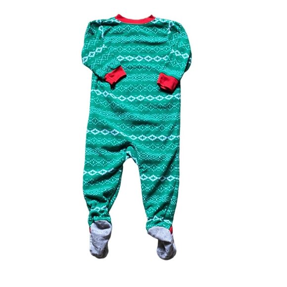 Carter's Infant One Piece Holiday Santa Claus One Piece Sleeper-Green-12M - Picture 5 of 6